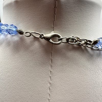 Vintage 90s Y2K Chunky Blue Beaded Glass Statement Necklace Boho Women's Jewelry - Thumbnail 7