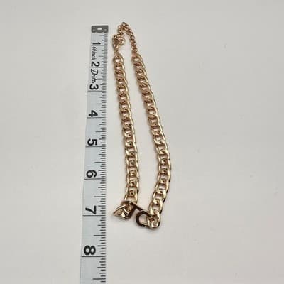 Vintage Y2K Tres Colori Gold Tone Chunky Curb Chain Necklace Statement Jewelry - Thumbnail 8