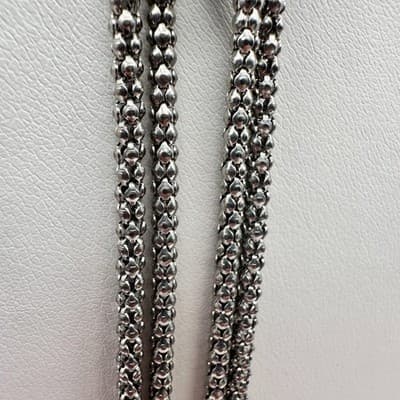 Vintage 90s Multi Strand Silver Tone Knotted Mesh Popcorn Chain Necklace Jewelry - Thumbnail 6