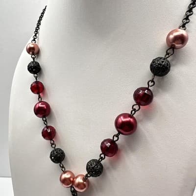 Vintage 90s Avon Beaded Charm Lariat Necklace Cameo Angel Heart Women's Jewelry - Thumbnail 6