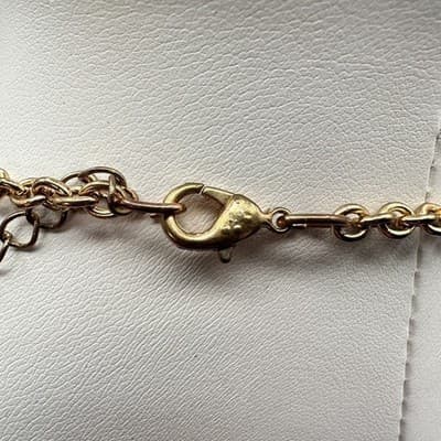 Vintage Y2K Gray Stardust Beads Rhinestone Mesh chain Gold tone Necklace Jewelry - Thumbnail 7