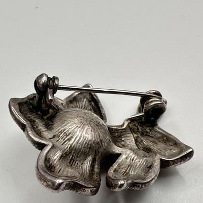 Vintage Y2K Floral Faux Pearl Elegant Brooch Silver Tone Woman's Jewelry - Thumbnail 4