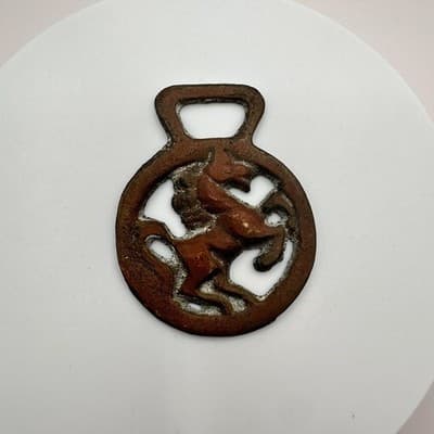 Vintage 80s Equestrian Open Work Horse Brass Bronze Tone Decoration - Thumbnail 2