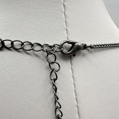 Vintage 90s Silver Tone Geometric Statement Necklace Tiered Bib Boho Jewelry - Thumbnail 5