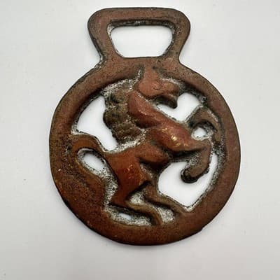 Vintage 80s Equestrian Open Work Horse Brass Bronze Tone Decoration - Thumbnail 3
