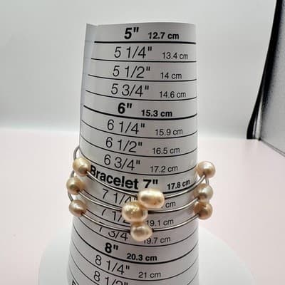 Vintage 90s Multi Strand Pearl Coil Wrap Bracelet Silver Tone Women's Jewelry - Thumbnail 7