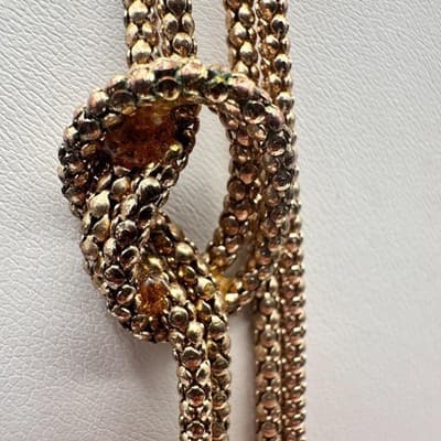 Vintage 90s Gold Tone Multi Strand Mesh Knot Chain Necklace Statement Jewelry - Thumbnail 6