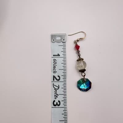 Vintage 80s Crystal AB Aurora Borealis Gold Tone Dangle Drop Earrings Jewelry - Thumbnail 7