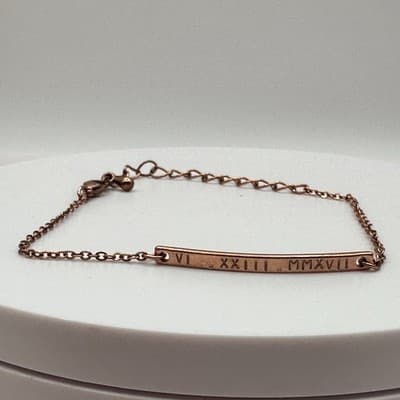 Vintage 90s Rose Gold Tone Bracelet INRI Pendent Necklace Set Roman Numeral - Thumbnail 13