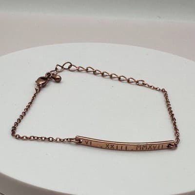 Vintage 90s Rose Gold Tone Bracelet INRI Pendent Necklace Set Roman Numeral - Thumbnail 14