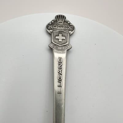 Vintage 90s Rolex Bucherer Lugano Souvenir Spoon Silver Tone Collector - Thumbnail 2