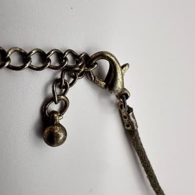 Vintage 80s Carved Rose Pendant Necklace Brown Cord & Cable Statement Jewelry - Thumbnail 6
