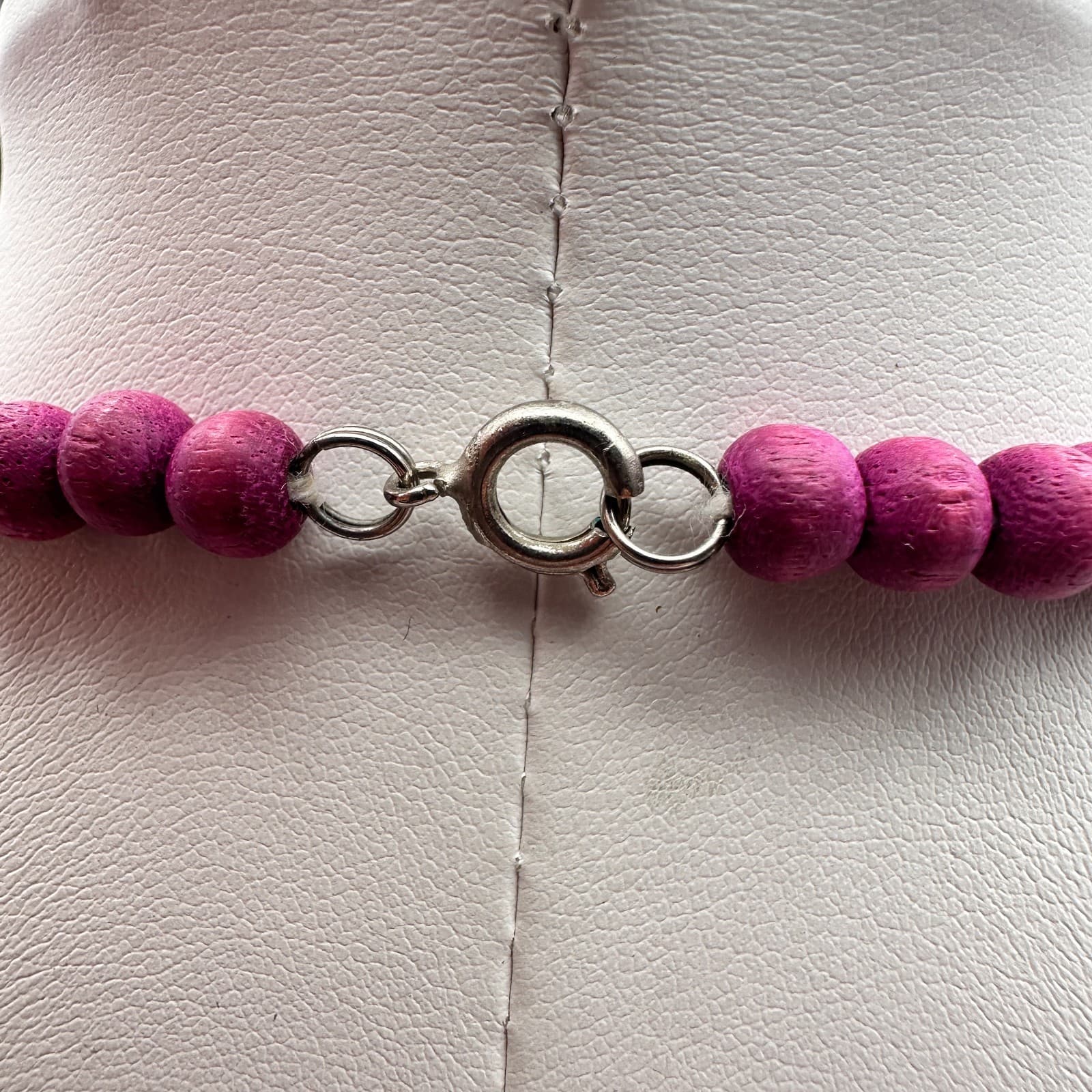 Vintage Y2K Natural Wooden Purple Beaded Triple-Strand Women's Necklace Jewelry - Thumbnail 8