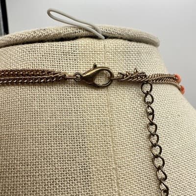 Vintage Y2K Multi Strand Necklace Peach Coral Pink Seed Beaded Tassels Jewelry - Thumbnail 11