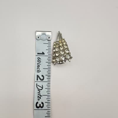 Vintage 80s 90s Clear Rhinestone Brooch Pin Lot 3pc Silver Tone Jewelry - Thumbnail 13