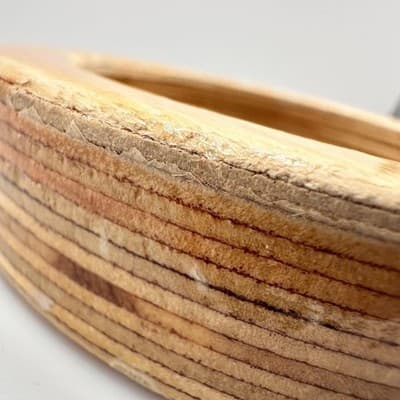 Vintage 70s Laminated Wood Bangle Bracelet Natural Tone Organic Boho Jewelry - Thumbnail 5