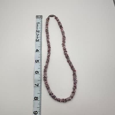 Vintage Y2K Purple Shell Necklace Set Boho Mother of Pearl Heishi Beaded Jewelry - Thumbnail 14