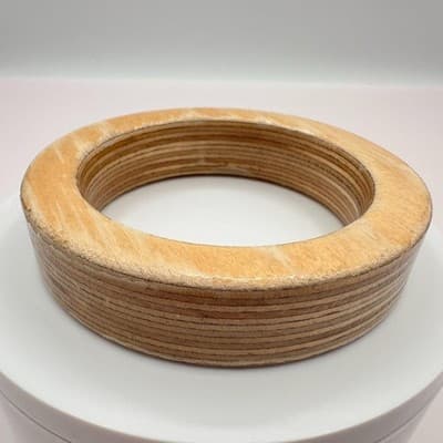 Vintage 70s Laminated Wood Bangle Bracelet Natural Tone Organic Boho Jewelry - Thumbnail 2