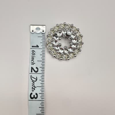 Vintage 80s 90s Clear Rhinestone Brooch Pin Lot 3pc Silver Tone Jewelry - Thumbnail 14
