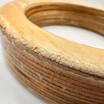 Vintage 70s Laminated Wood Bangle Bracelet Natural Tone Organic Boho Jewelry - Thumbnail 4