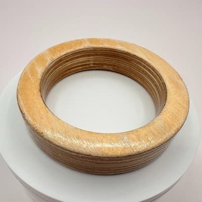 Vintage 70s Laminated Wood Bangle Bracelet Natural Tone Organic Boho Jewelry - Thumbnail 3