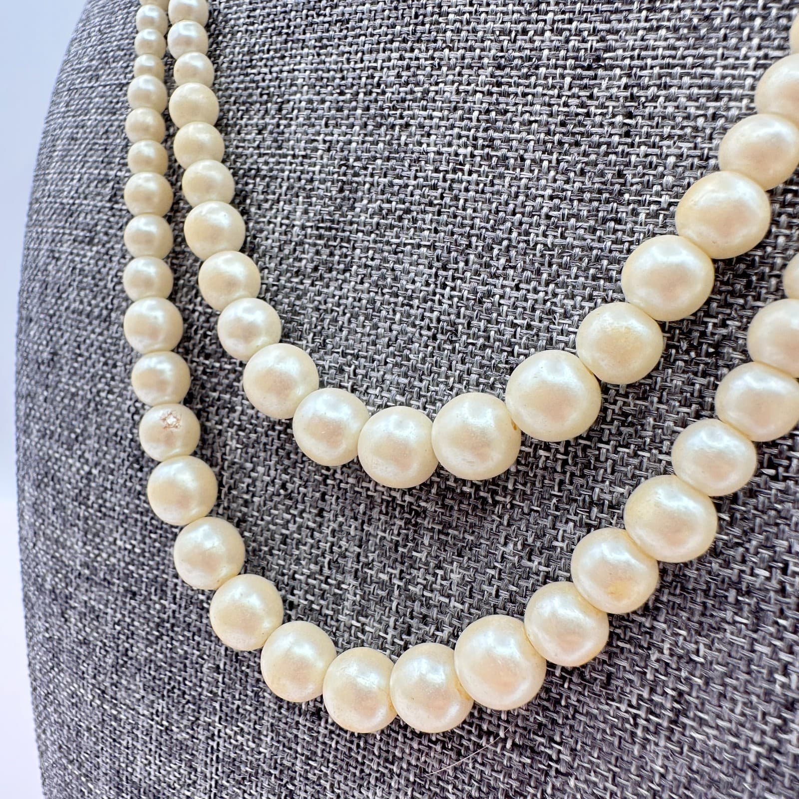 Vintage 90s Avon Double Strand Faux Pearl Necklace Creamy White Women's Jewelry - Thumbnail 5
