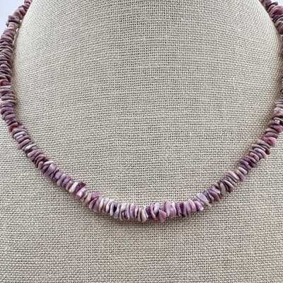 Vintage Y2K Purple Shell Necklace Set Boho Mother of Pearl Heishi Beaded Jewelry - Thumbnail 9