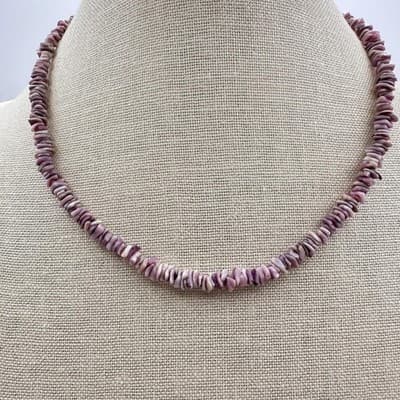 Vintage Y2K Purple Shell Necklace Set Boho Mother of Pearl Heishi Beaded Jewelry - Thumbnail 8