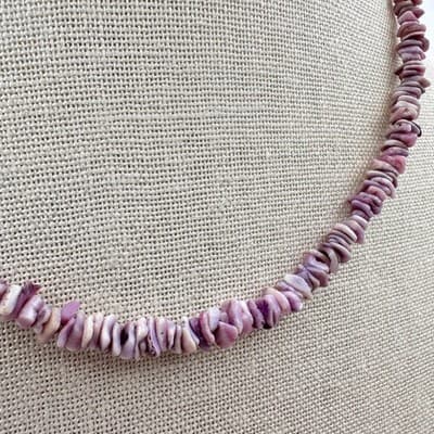 Vintage Y2K Purple Shell Necklace Set Boho Mother of Pearl Heishi Beaded Jewelry - Thumbnail 12