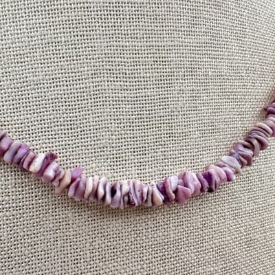 Vintage Y2K Purple Shell Necklace Set Boho Mother of Pearl Heishi Beaded Jewelry - Thumbnail 10