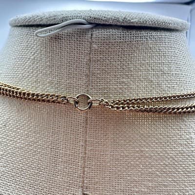 Vintage 90s Faux Pearl Gold Tone Multi Strand Chain Necklace Classic Jewelry - Thumbnail 9