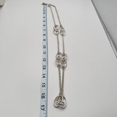 Vintage 90s Silver Tone Oval Link Station Chain Necklace Women's Classic Jewelry - Thumbnail 8