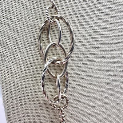 Vintage 90s Silver Tone Oval Link Station Chain Necklace Women's Classic Jewelry - Thumbnail 5