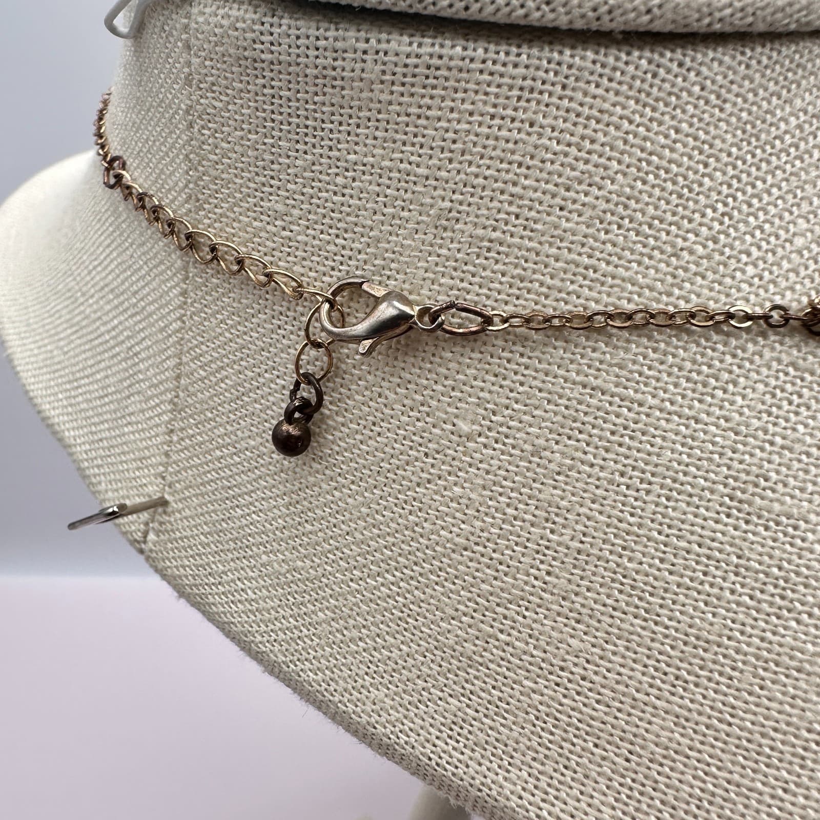 Vintage 90s Rhinestone Evil Eye & Heart Gold Tone Pendant Necklace Jewelry - Thumbnail 8