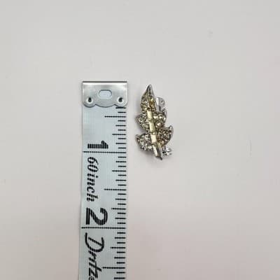 Vintage 80s 90s Leaf Brooch Pin Set Gold & Silver Tone Clear Glass Maple Fall - Thumbnail 19