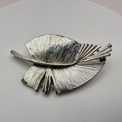 Vintage 80s 90s Leaf Brooch Pin Set Gold & Silver Tone Clear Glass Maple Fall - Thumbnail 10