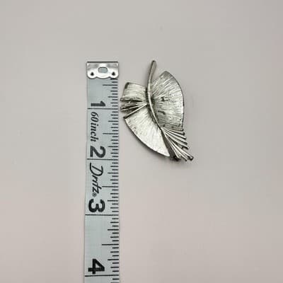 Vintage 80s 90s Leaf Brooch Pin Set Gold & Silver Tone Clear Glass Maple Fall - Thumbnail 16