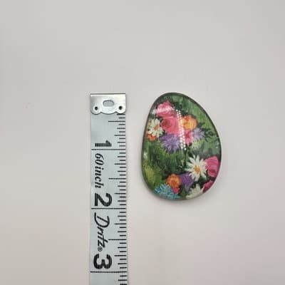 Vintage Y2K Floral Oval Glossy Brooch Pin Statement Women's Classic Jewelry - Thumbnail 5