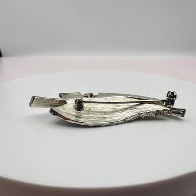 Vintage 80s 90s Leaf Brooch Pin Set Gold & Silver Tone Clear Glass Maple Fall - Thumbnail 12