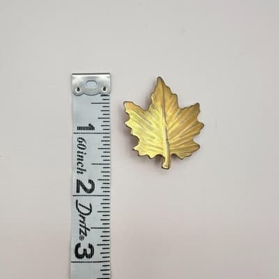 Vintage 80s 90s Leaf Brooch Pin Set Gold & Silver Tone Clear Glass Maple Fall - Thumbnail 17