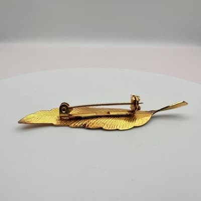 Vintage 80s 90s Leaf Brooch Pin Set Gold & Silver Tone Clear Glass Maple Fall - Thumbnail 8