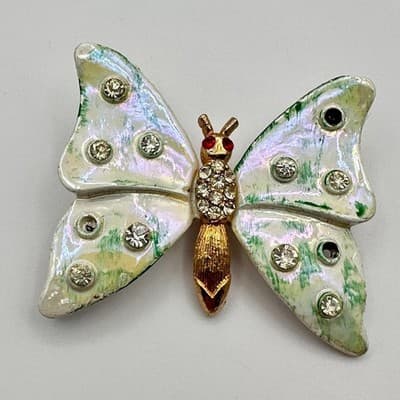 Vintage 80s Animal Bird Butterfly Brooch Pin Lot Rhinestone Enamel Retro Jewelry - Thumbnail 4