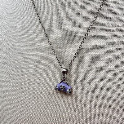 Vintage Y2K Purple Enamel Rhinestone Purse Pendant Necklace Silver Tone Jewelry - Thumbnail 6