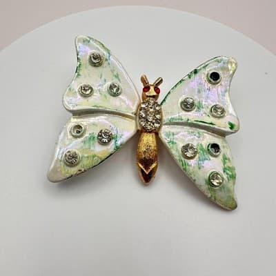 Vintage 80s Animal Bird Butterfly Brooch Pin Lot Rhinestone Enamel Retro Jewelry - Thumbnail 3