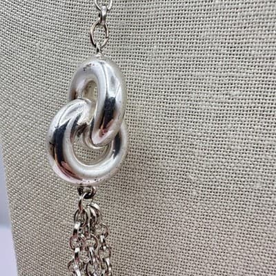 Vintage 90s Silver Tone Multi Strand Chain Link Statement Necklace Jewelry - Thumbnail 3