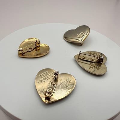 Vintage 90s Variety Club Gold Tone Heart Brooch Pin Set Shooting Star Sunburst - Thumbnail 6