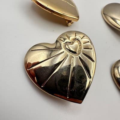 Vintage 90s Variety Club Gold Tone Heart Brooch Pin Set Shooting Star Sunburst - Thumbnail 3