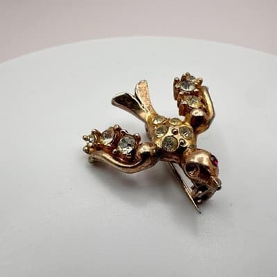 Vintage 80s Animal Bird Butterfly Brooch Pin Lot Rhinestone Enamel Retro Jewelry - Thumbnail 6