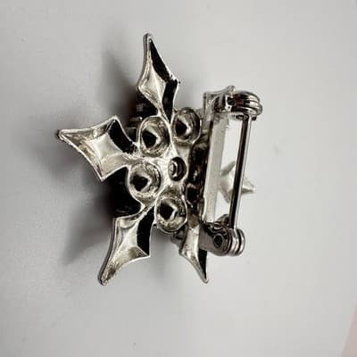 Vintage 80s Rhinestone Snowflake Starburst 4 Broochs Pins Two Tone Retro Jewelry - Thumbnail 5