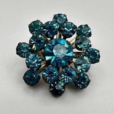 Vintage 80s Rhinestone Snowflake Starburst 4 Broochs Pins Two Tone Retro Jewelry - Thumbnail 7